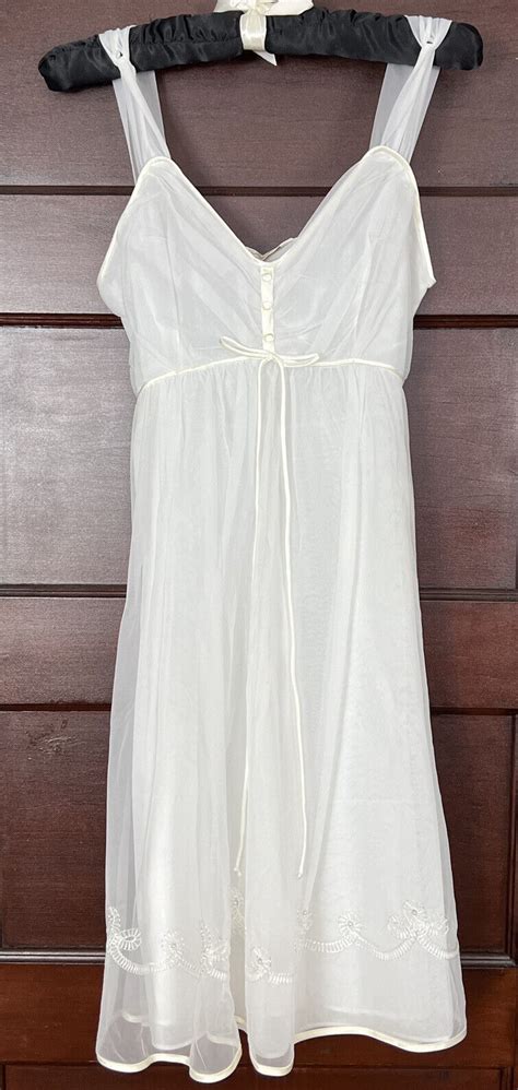 Vtg Gotham Lingerie Embroidered Sheer White Lingerie Gem