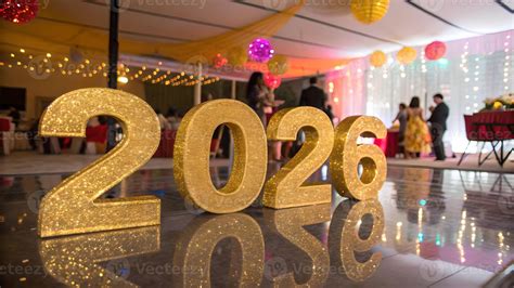 glittering   year celebration party decor  stock photo