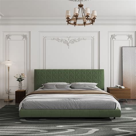 Modern Green Bed Frames with Headboard