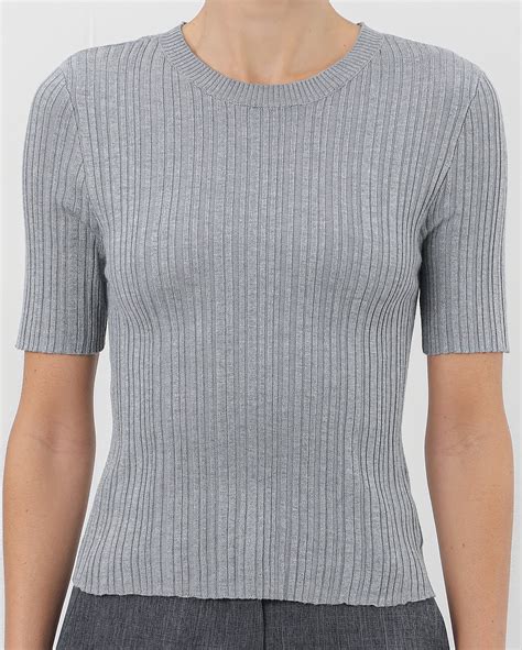 Riachuelo Blusa Feminina De Tricot Canelada Ajustada Cinza Mescla