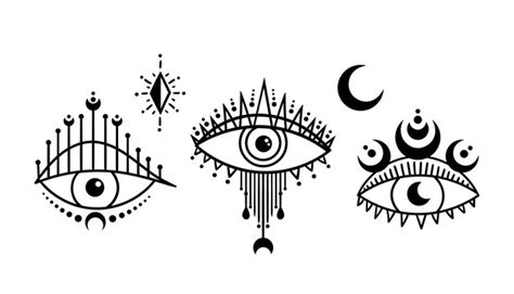 Premium Vector Mystical Evil Eye And Moon Phases Isolated Clip Art