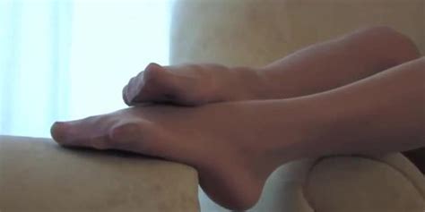 Sexy Blonde White Pantyhose Foot Tease Tnaflix