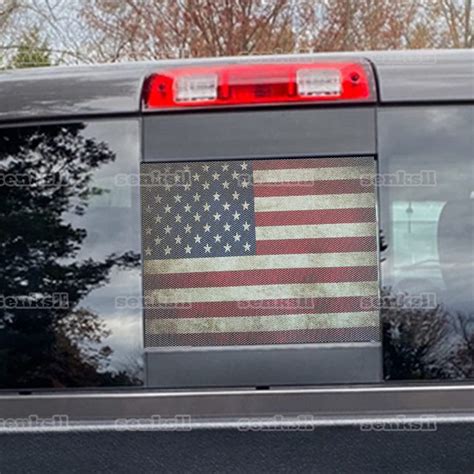 Senksll American Flag Decals For Trucks Rear Back Middle Sliding Window