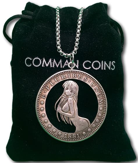 Hobo Cut Coin Necklace Nude Girl Sexy Pose Anime Hentai Manga Cosplay American Dollar Token Hobo