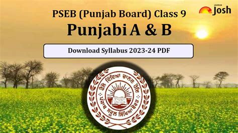 Pseb Class 9 Punjabi A And B Syllabus 2023 24 Download Punjab Board