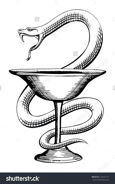 Pharmacy Snake And Cup Medical Symbol Is A Vintage Style Illustration