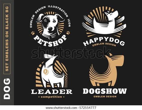 Set Logo Illustration Dog Pet Emblem Stock Vector Royalty Free