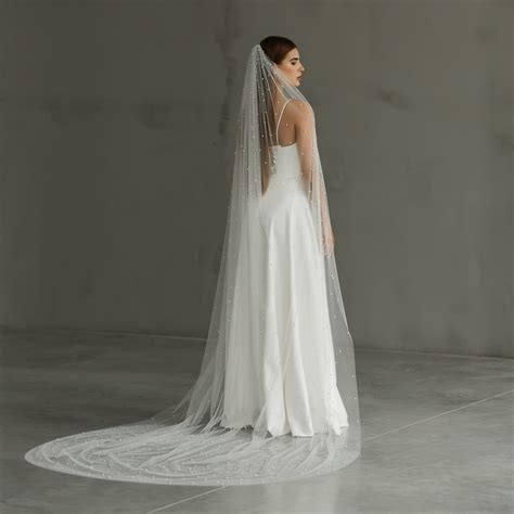 Pearl Wedding Veil, Bridal Pearl Veil, Veil With Pearls for Bride