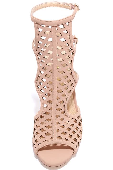 Sexy Nude Heels Caged Heels Dress Sandals