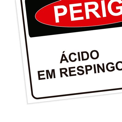 Placa De Sinaliza O Perigo Cido Em Respingo Em Pvc Madeiramadeira