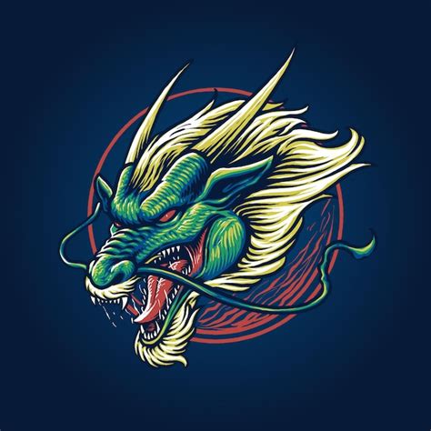 Premium Vector Chinese Green Dragon Head Vector