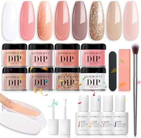 Amazon Azurebeauty Pcs Dip Powder Nail Kit Summer Translucent Jelly Nude Milky White