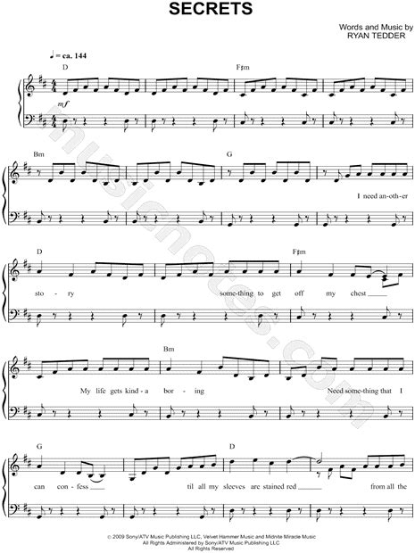 One Republic Secrets Chords - Sheet and Chords Collection