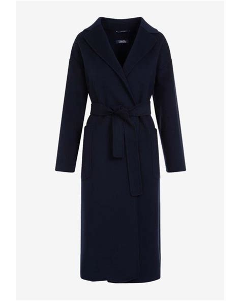 Max Mara Wool Belted Nina Coat In Blue Lyst