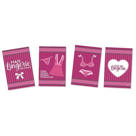 QUADROS DECORATIVOS FESTA CHÁ DE LINGERIE 04 UNIDADES FESTCOLOR LOJA DO ABENÇOADO Loja
