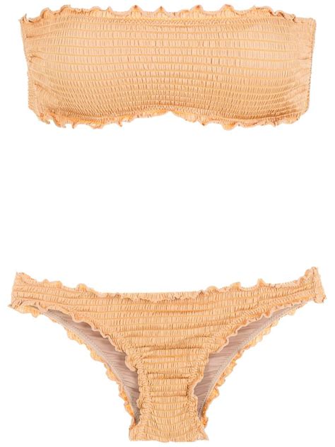 BRIGITTE Maria Clara Ruched Bikini Set Neutrals Editorialist