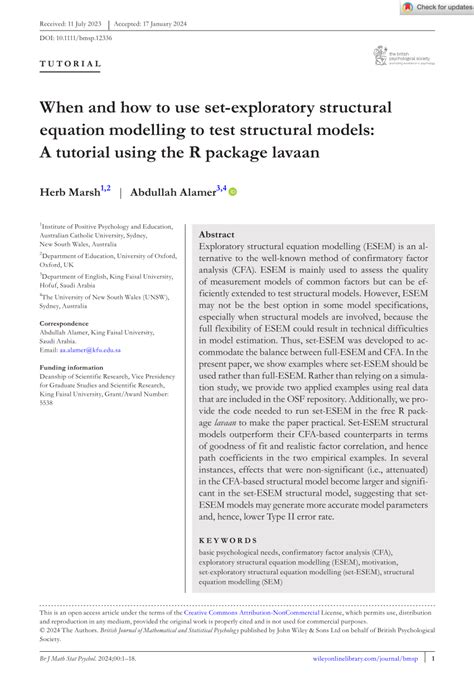 Pdf When And How To Use Set Exploratory Structural Equation Modelling