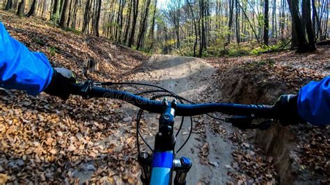 Amateur Rider On The Enduro Bike Riding On The Trail In The Autumn Season Stock Photo Image Of