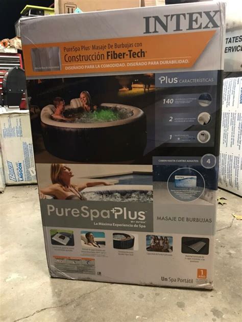 Intex Purespa Plus Person Portable Inflatable Hot Tub Bubble Jet Spa Navy For Sale From