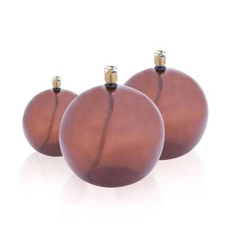 Set 3 Lampes à Huile Sphère Couleur Cognac Vessiere Cristaux