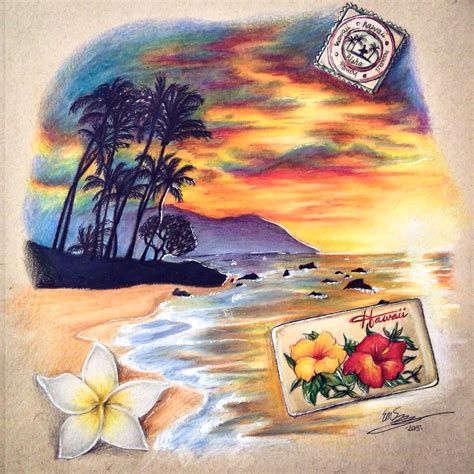 how to draw sunset with colored pencils