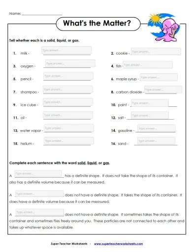 Matter Interactive Worksheet – Edform