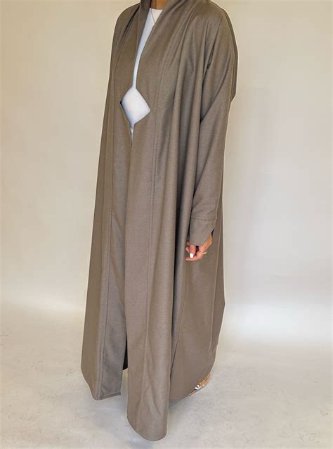 FormalGrayBrown Winter Grayish Brown Fit Cut Wool Abaya Head Scarf