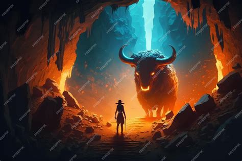 Teseu Encontrou A Criatura Minotauro No Conto Da Mitologia Grega Do