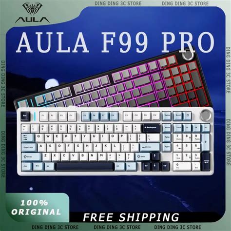 AULA F99 Pro Wireless Mechanical Keyboard With Mental Knob 3 Mode Hot Swap RGB Gasket 8000mAh