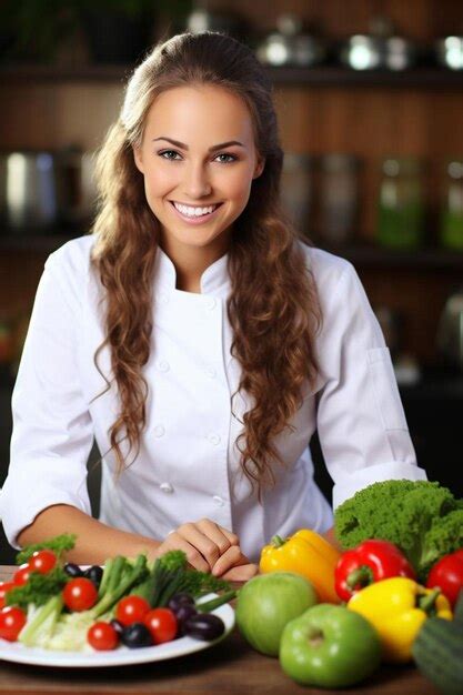 Premium Ai Image A Woman Sitting At A Table With A Plate Of Vegetables