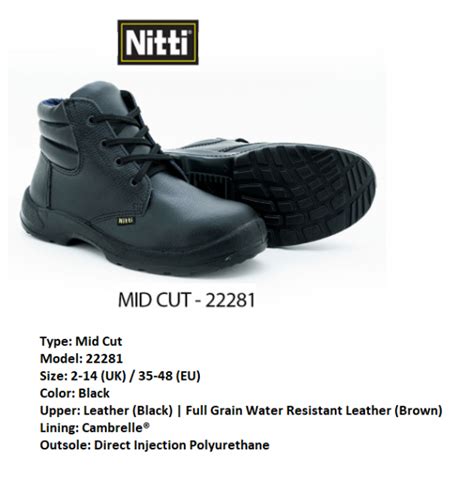 Nitti Mid Cut Safety Boots 22281 Nex Global Enterprises