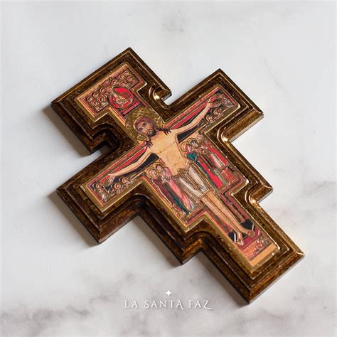 Crucifijo De San Damián Dorado A La Hoja La Santa Faz