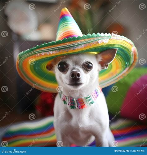 Perro Adorable Chihuahua Con Sombrero Mexicano De Sombrero Mexicano