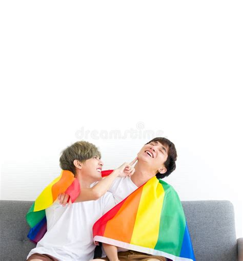 Homosexual Gay Couples Lying On White Bed Stock Image Image Of Intercourse Lifestyle