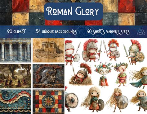 Roman Glory Epic Ancient Clipart & Majestic Backgrounds, Gladiator and