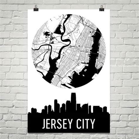 Jersey City Skyline Jersey City Map Jersey City Skyline Art Jersey