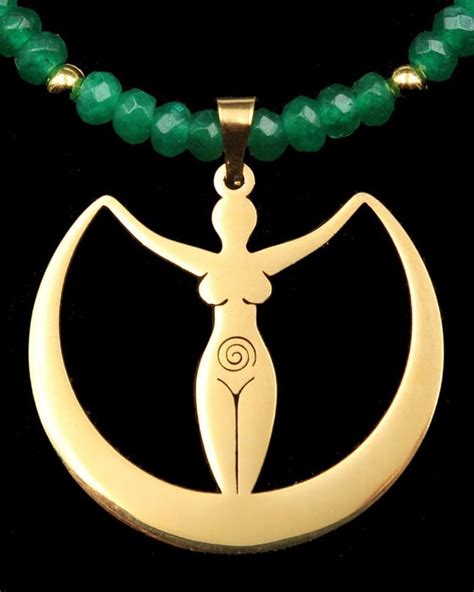 Emerald Wicca Necklace Artemis Moon Goddess Nature And Magic