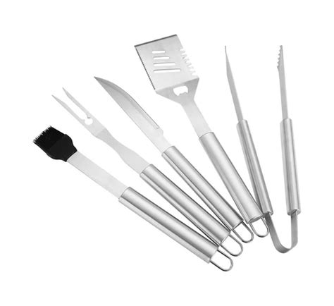 Set Asador Piezas De Acero Inoxidable Cuchillo Tenedor Pinza