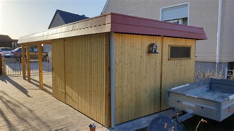 Einzel Carport Aus Holz Mit Abstellkammer Hinten News Brandl