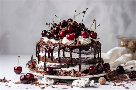 Premium Ai Image Schwarzwald Cake Chocolate Cake With Buttercream And