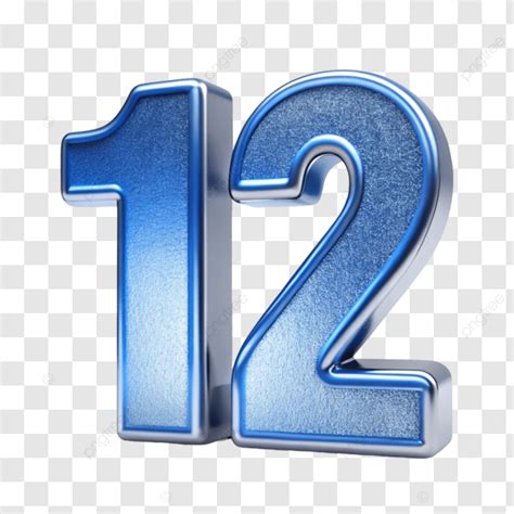 Metallic Number 12 Transparent Background 3d Illustration, 12, Number ...