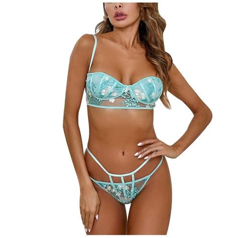 Mesdames Lingerie Sexy Dentelle Maille Transparente Broderie Ensemble De Lingerie Sexy L29547