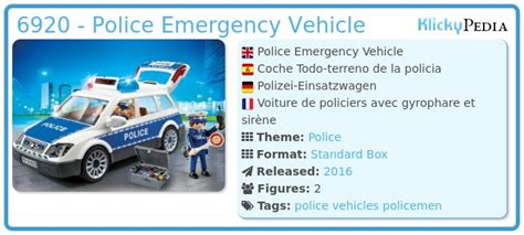 Playmobil Set: 6920 - Police Emergency Vehicle - Klickypedia