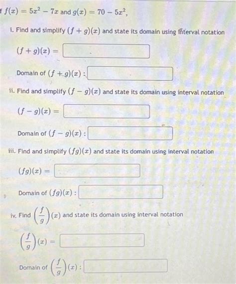 Solved F X 5x2−7x And G X 70−5x2 I Find And Simplify