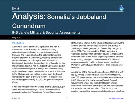 IHS Analysis - Somalia's Jubbaland Conundrum | PDF