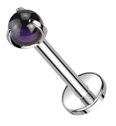 Claw Amethyst Stone Internally Threaded Titanium Labret