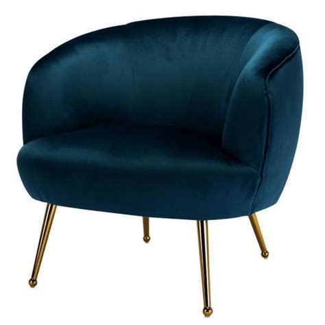 Fauteuil Lounge En Velours Bleu Nuit Et Pieds Dor S Bleu Nuit