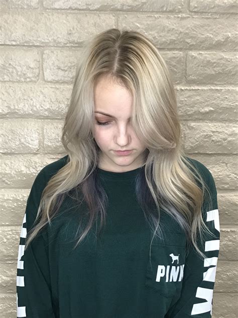 Icy Blonde Balayage And Toned To A Pearl Blonde With Some Lavender Hidden Panel Icy Blonde