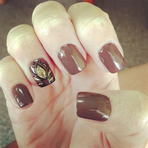 Fall Brown Gold Accent Nails Gold Nails Gold Glitter Nails Gold