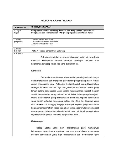 Proposal Pembentangan Kajian Tindakan Pdf